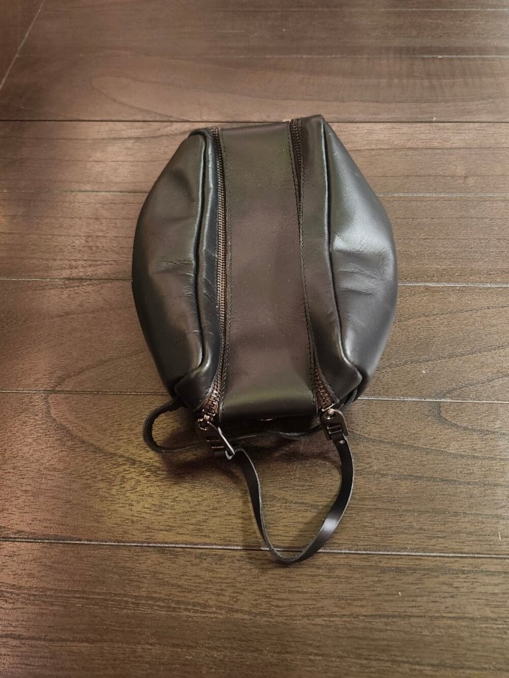 Men's Leather Dopp Kit Solid Black EUC Ditty Bag Toiletry Travel Gear Unbranded